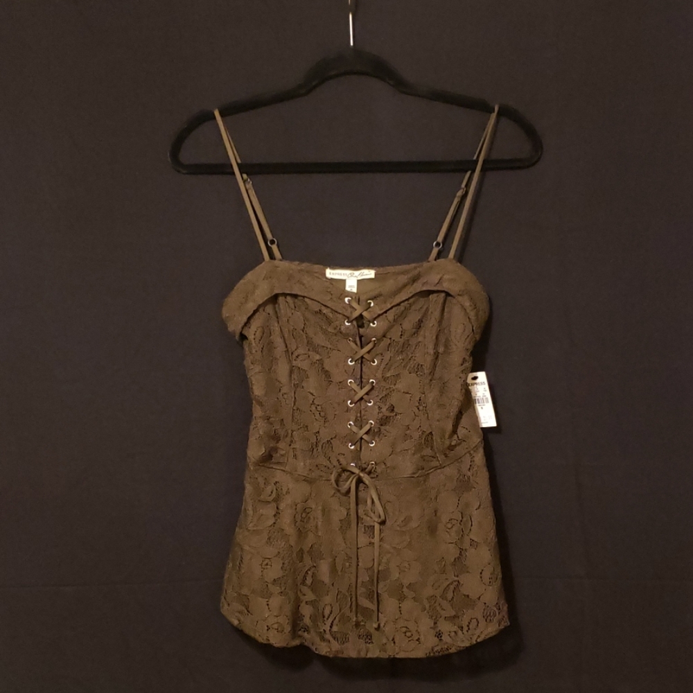 Express Lace Corset Peplum Tank